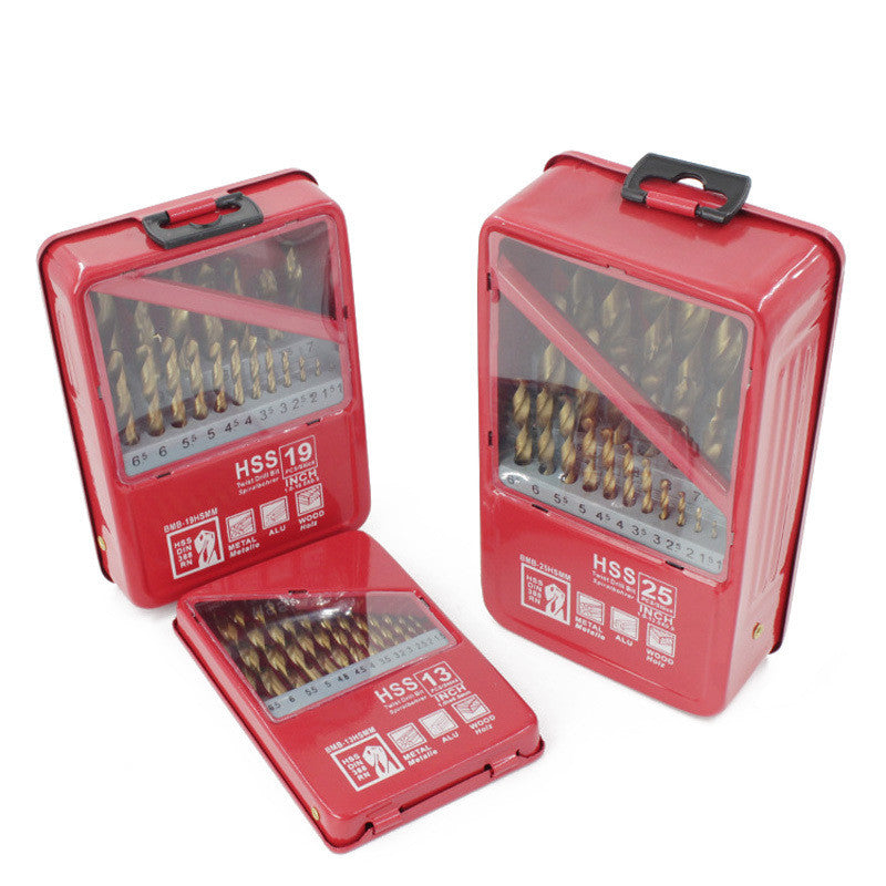 Titanium-Coated High-Speed Steel Twist Drill Set (25PC)