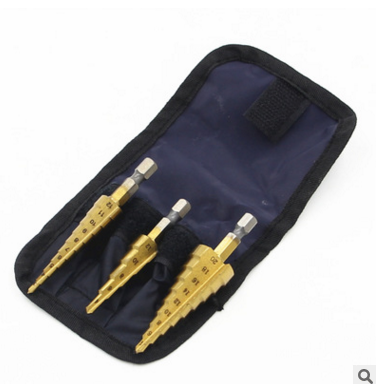 Titanium Coated Step Drill Set with Hex Handle (3-20mm)
