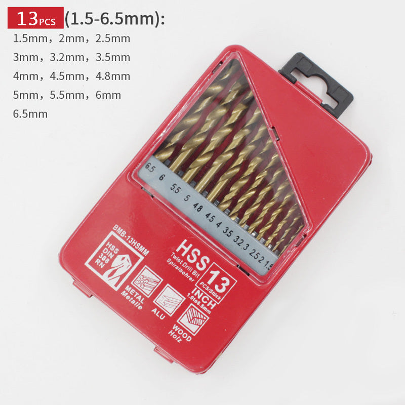 Titanium-Coated High-Speed Steel Twist Drill Set (25PC)