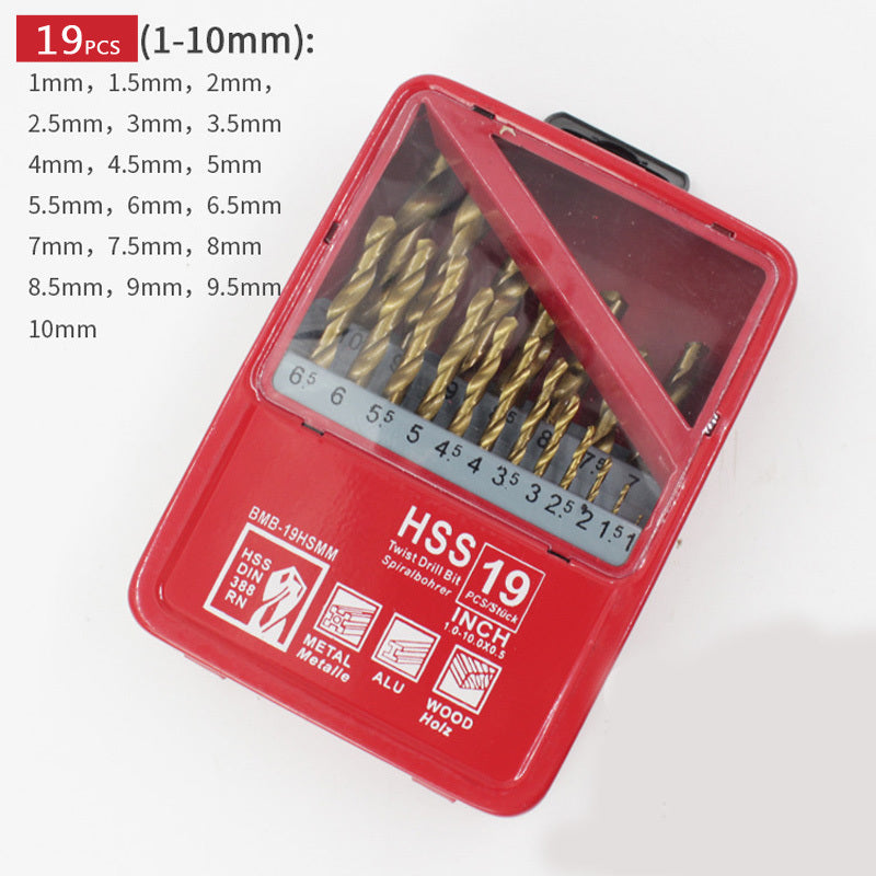 Titanium-Coated High-Speed Steel Twist Drill Set (25PC)