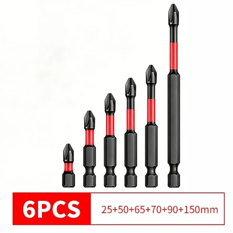 Magnetic Impact Phillips Bit Anti-Slip Impact Long Screwdriver Bit Set Hex Shank Cross Impact Driver Bit for Power Drilling
