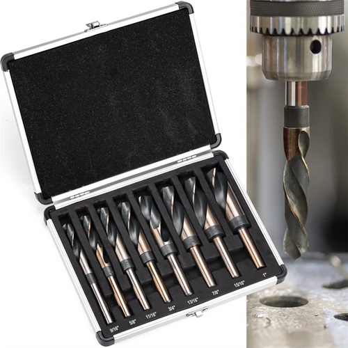 BHBD-8 Piece Silver And Deming Drill-Bit Set Reduced Shank Drill Bit Set 1/2-Inch-Diameter Shank, 9/16-Inch To 1-Inch Sizes