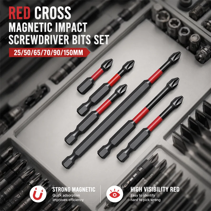 Magnetic Impact Phillips Bit Anti-Slip Impact Long Screwdriver Bit Set Hex Shank Cross Impact Driver Bit for Power Drilling