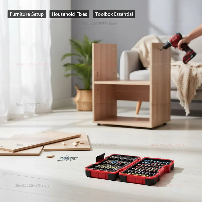 83-Piece Impact Drill Bit Set Multi-Purpose Repair Tool With Magnetic Non-Slip Nut Driver For Car Repair And Furniture Repair.