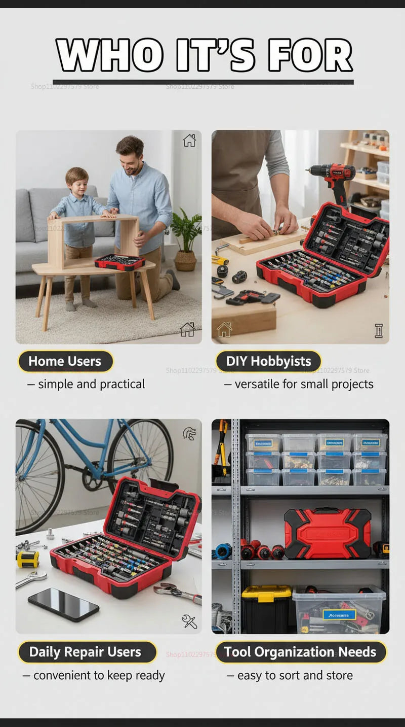 83-Piece Impact Drill Bit Set Multi-Purpose Repair Tool With Magnetic Non-Slip Nut Driver For Car Repair And Furniture Repair.
