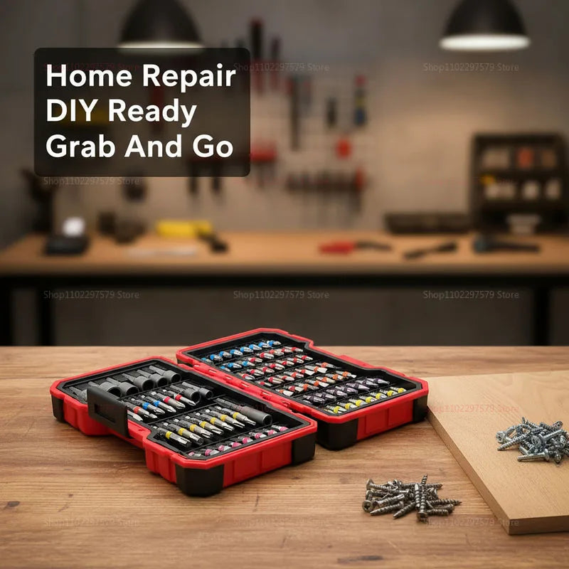 83-Piece Impact Drill Bit Set Multi-Purpose Repair Tool With Magnetic Non-Slip Nut Driver For Car Repair And Furniture Repair.