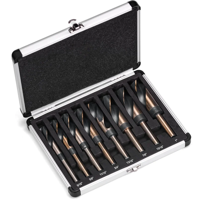 BHBD-8 Piece Silver And Deming Drill-Bit Set Reduced Shank Drill Bit Set 1/2-Inch-Diameter Shank, 9/16-Inch To 1-Inch Sizes