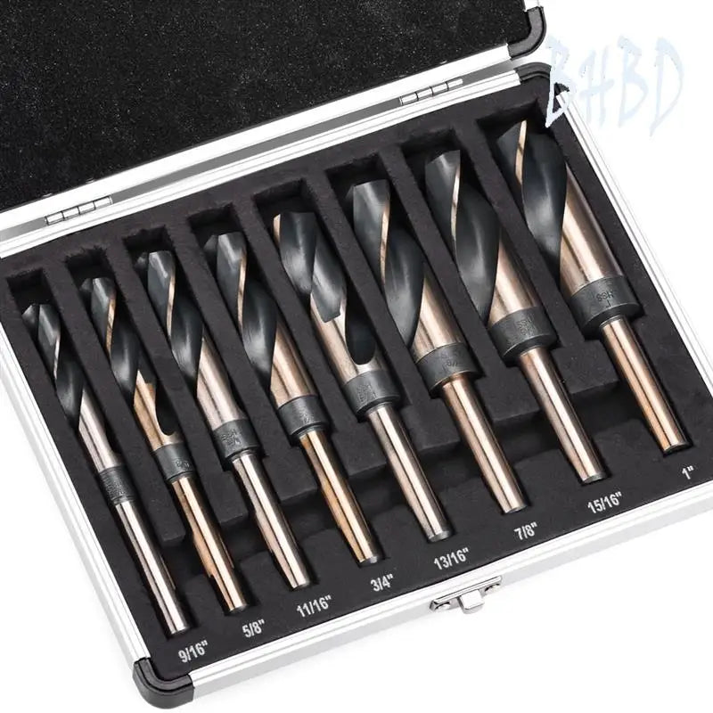 BHBD-8 Piece Silver And Deming Drill-Bit Set Reduced Shank Drill Bit Set 1/2-Inch-Diameter Shank, 9/16-Inch To 1-Inch Sizes
