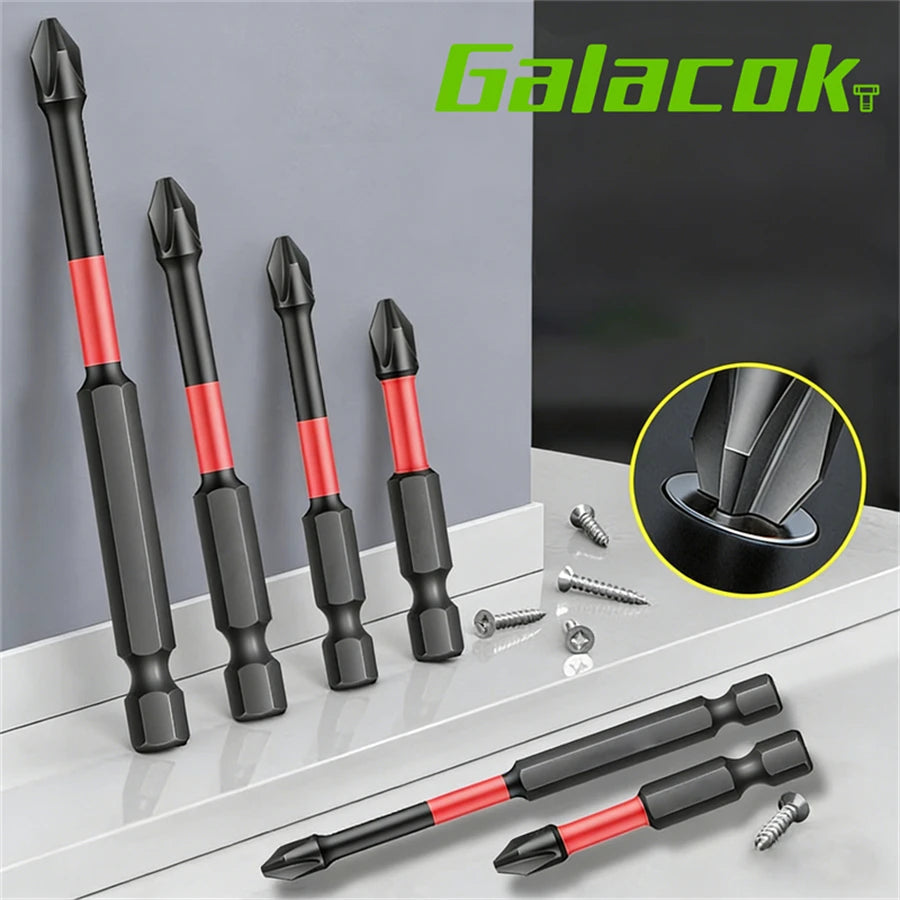 Magnetic Impact Phillips Bit Anti-Slip Impact Long Screwdriver Bit Set Hex Shank Cross Impact Driver Bit for Power Drilling