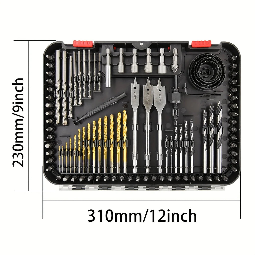 100pcs Drill Bit Set,100 Pieces Impact Driver Bits & Screwdriver Bits Set, for Drilling Metal, Wood, Masonry and Plastic