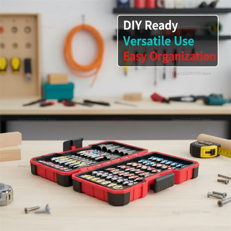 83-Piece Impact Drill Bit Set Multi-Purpose Repair Tool With Magnetic Non-Slip Nut Driver For Car Repair And Furniture Repair.