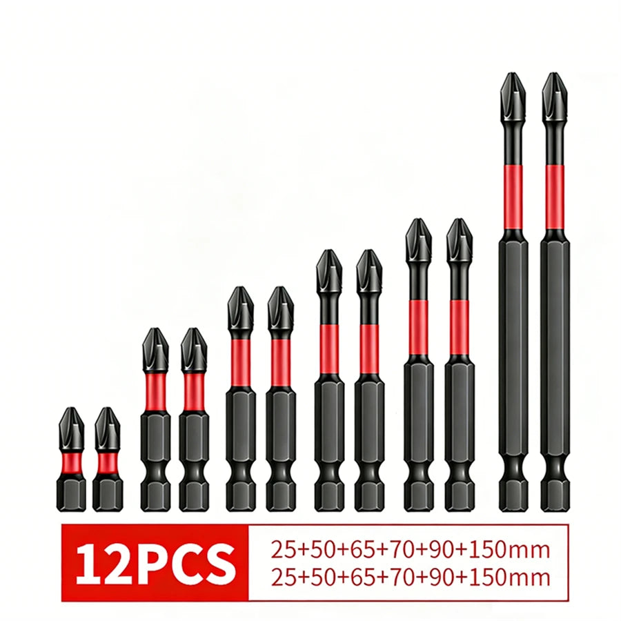 Magnetic Impact Phillips Bit Anti-Slip Impact Long Screwdriver Bit Set Hex Shank Cross Impact Driver Bit for Power Drilling