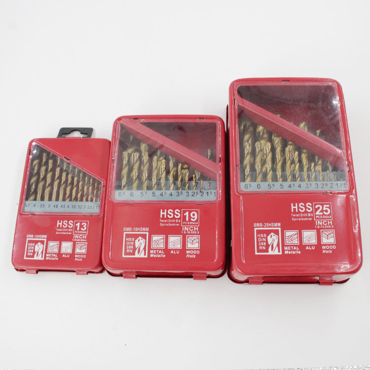 Titanium-Coated High-Speed Steel Twist Drill Set (25PC)