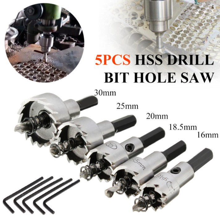 5-Piece HSS Drill Bit Set for Metal and Aluminum