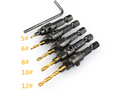Titanium Coated Woodworking Countersink Drill Set (5 pcs)